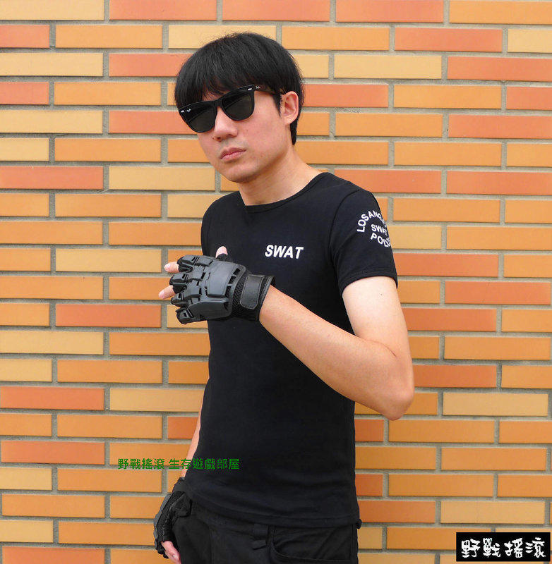 【野戰搖滾-生存遊戲部屋】SWAT 特警純棉緊身T恤 (黑色)