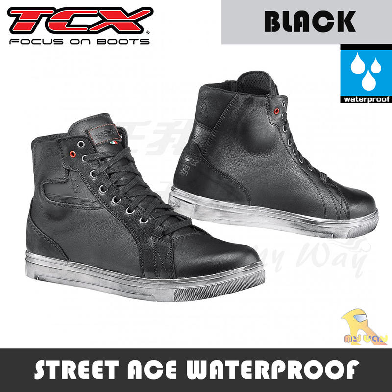 ~任我行騎士部品~TCX STREET ACE WATERPROOF BLACK 防水 防摔 休閒 車靴 義大利 舒適