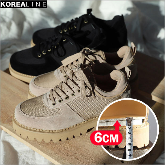 搖滾星球韓國代購 增高6公分經典綁帶厚底休閒鞋 / 2色 HNT4719