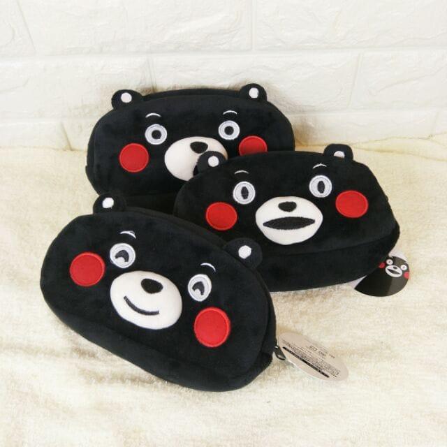 實拍現貨! 3款表情 日本卡通 熊本熊 KUMAMON 黑熊 可愛絨毛筆袋 化妝包 收納袋 收納包 鉛筆袋鉛筆盒 小包包