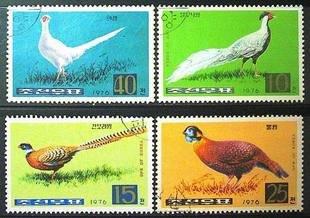 ★熊熊購物★Z273外國蓋銷郵票 朝鮮 1976年各類錦雞（4枚）