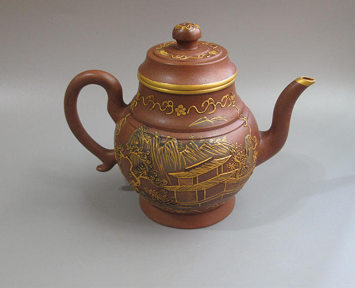 【茶茶之家】宜興 紫砂手工早期老壺描金茶壺茶具--705322