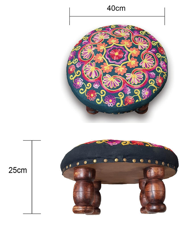 [綺異館] 印度椅子 手工精製  實木腳椅 小矮凳 穿鞋椅 休憩 札實 耐用不易變型  6A001-1