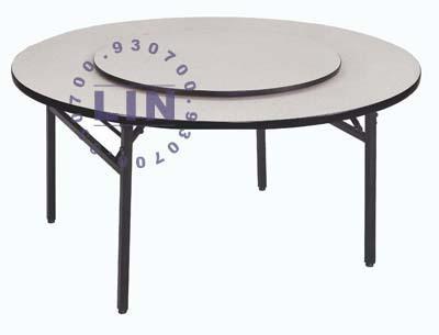 ▲R616-19餐桌折疊腳5尺圓白碎石餐桌