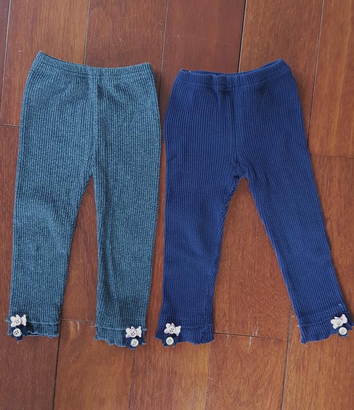 狐狸尋寶趣【二手】女童 內搭褲 深藍 灰色兩件一組  1-2歲 童裝 長褲