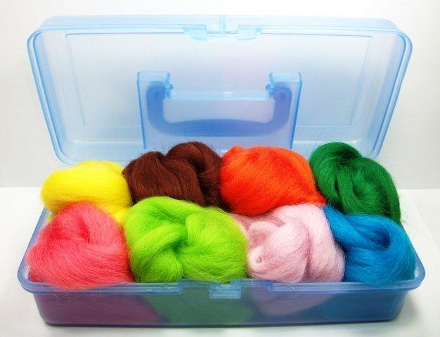 【天河、小珍珍】羊毛氈（條）八色盒100%美麗諾羊毛，【任選八種顏色共計80g】