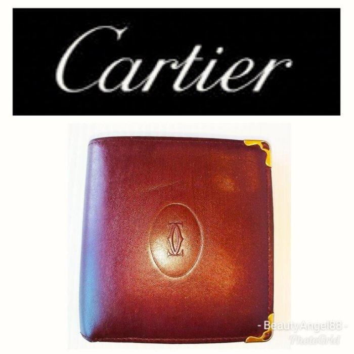 法國 Cartier 卡地亞 男性 皮夾 信用卡 名片夾 真皮 酒紅色 小牛皮 錢包$338 1元起標真品有瑕 有LV