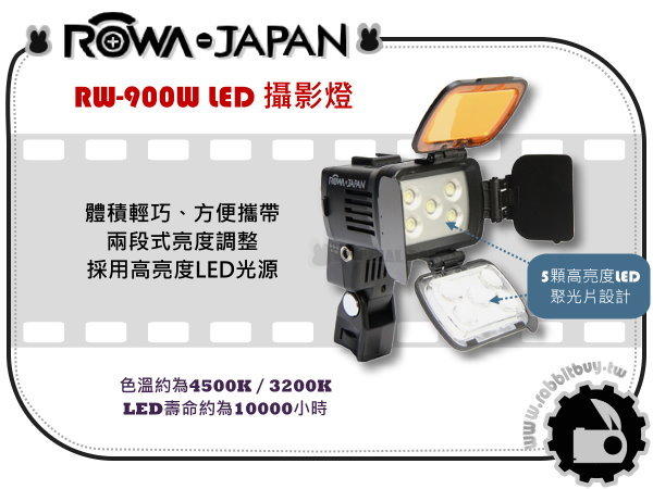 數位小兔 缺貨中【ROWA RW-900W LED攝影燈】 rw 900 輔助燈 太陽燈 補光燈 色溫燈 附包包 CANON SONY JVC