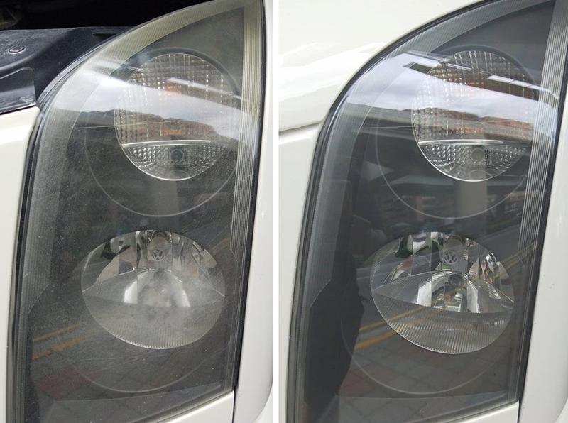 大燈快潔現場施工 Volkswagen 福斯 CRAFTER 原廠車大燈泛黃霧化拋光修復翻新處理