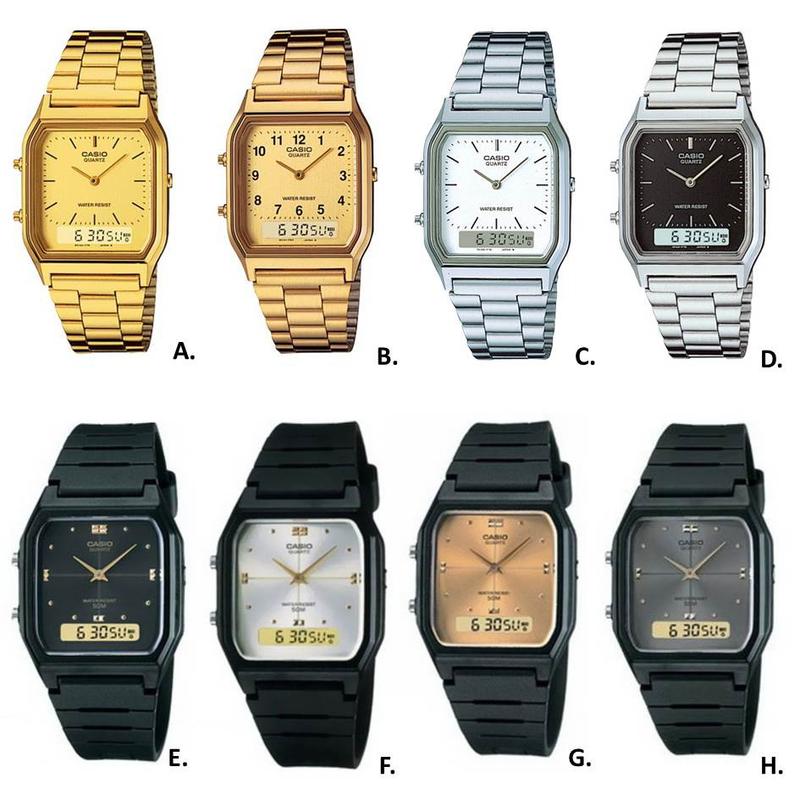 經緯度鐘錶CASIO復古型雙顯錶 復刻板長方型 雙時區顯示 中性款男女皆可 台灣卡西歐公司代理貨【超低價】AQ-230A