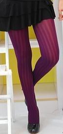 走絲館  80丹 條紋彩色褲襪 性感紫 絲襪