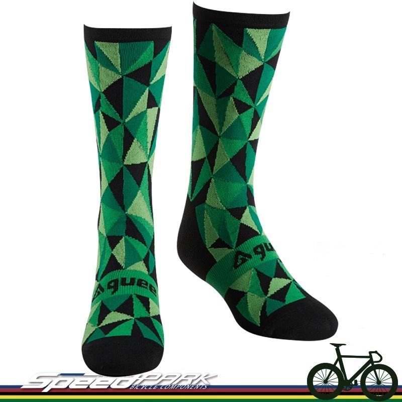 【速度公園】GUEE SL GEO 運動用壓縮襪 透氣網萊卡材質 -草叢綠 長襪 搭配卡鞋穿搭 有彈性 跑步/自行車/