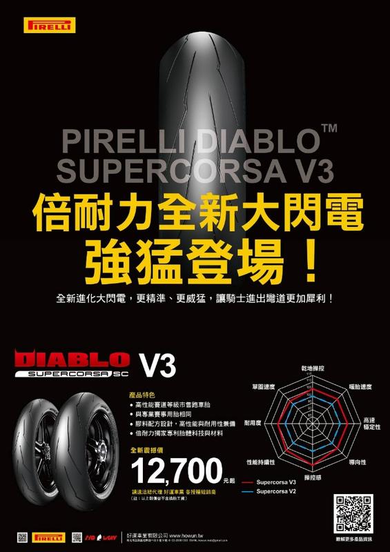 倍耐力DIABLO SUPERCORSA V3 大閃電 110/120/140/150/160/180/190/200