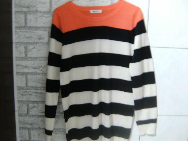【Candy's store】H2O 女長袖針織衫  橘黑白條紋