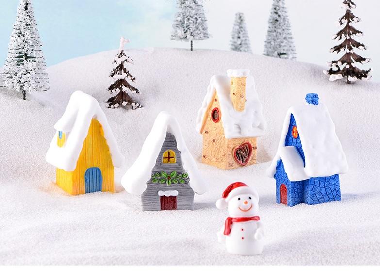 【微景小舖】聖誕節裝飾 雪景房屋 聖誕雪人擺件 歐式風格別墅 微景觀居家裝飾園藝造景 拍攝道具迷你場景佈置 療癒小物