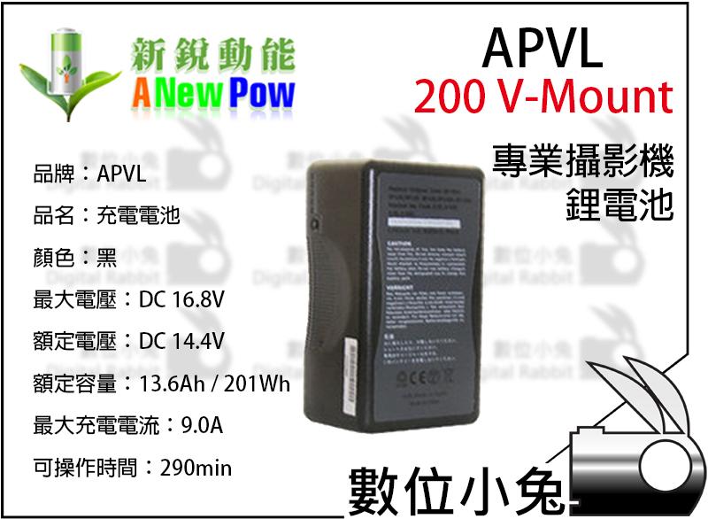 數位小兔【APVL 100 V-Mount 攝影機鋰電池】新銳動能 高電容量 鋰電池 錄影機
