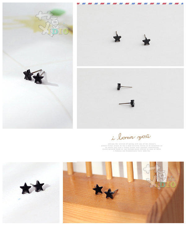 ◆艾豆◆A168(黑色) 利特星星耳環(單個 ASMAMA)SJ 李特 SUPER JUNIOR 耳針 韓國飾品