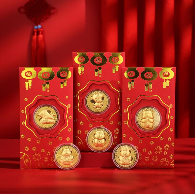 2021 牛年金幣 ㊖ 红包組 足金款 可議價  品質保證 開運金幣 足金 牛幣 纪念幣 禮盒 禮品