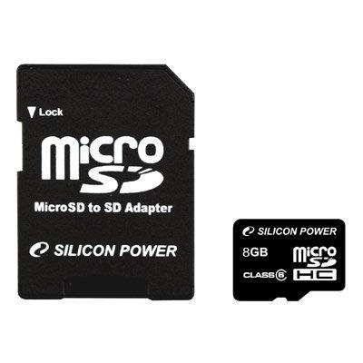 <SUNLINK> Silicon Power 廣穎電通 8G 8GB microSDHC Class 6 記憶卡 附SD轉卡