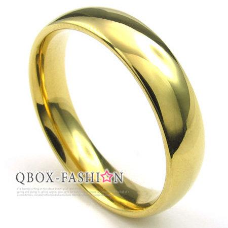 《 QBOX 》FASHION 飾品【W10022934】精緻個性金色素面造型316L鈦鋼戒指/戒環(0.5cm)