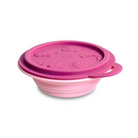 [小文的家] 【加拿大MARCUS＆MARCUS 】動物樂園矽膠摺疊碗/餐碗-粉紅豬 