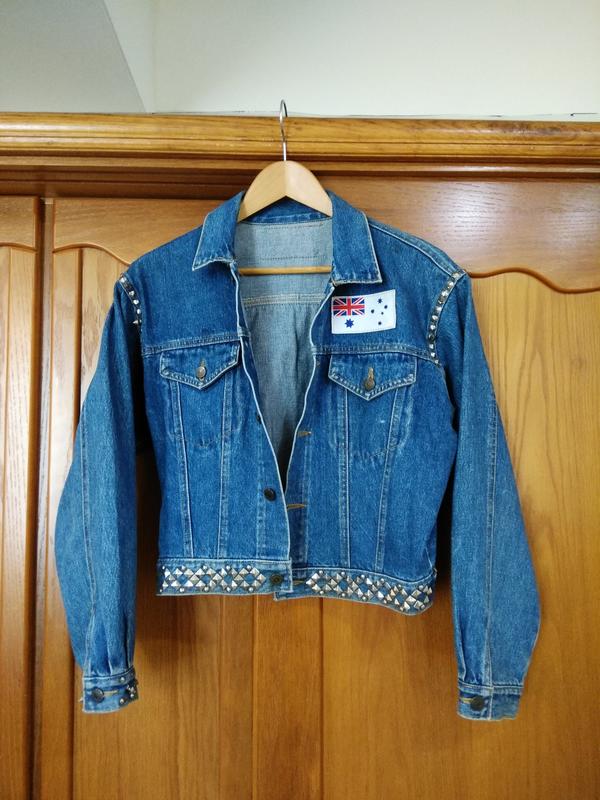 1986年當時物 鐵娘子 Iron Maiden 邦喬飛 Bon Jovi 貼布補釘 破壞加工 古著 牛仔外套