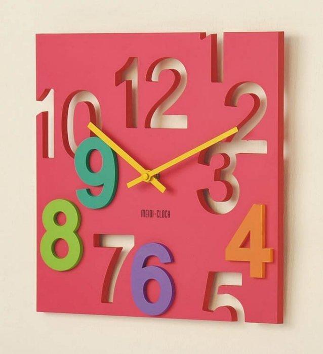 新款 3D正方形彩色壁鐘 時尚創意數字鏤空掛鐘 個性立體浮雕鐘表 3D立體方形掛鐘 多色可選