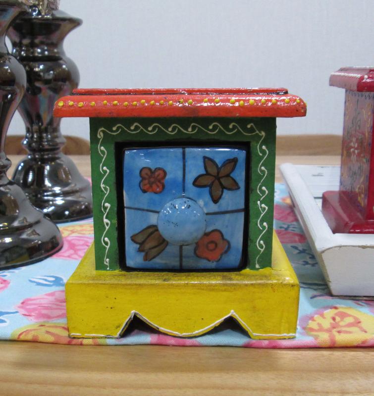 【肯萊柚木傢俱館】印度異國風情 油木手工採繪藍陶燒製一抽盒/收納盒(單只) 限量商品