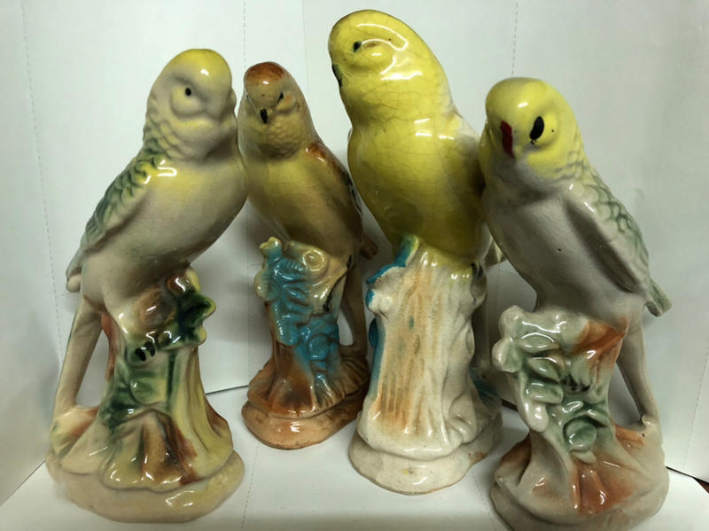 「寶貝對不起」早期台灣鶯歌陶瓷 鸚鵡 鸚哥 愛情鳥 和尚鸚鵡 四隻ㄧ拍不拆賣