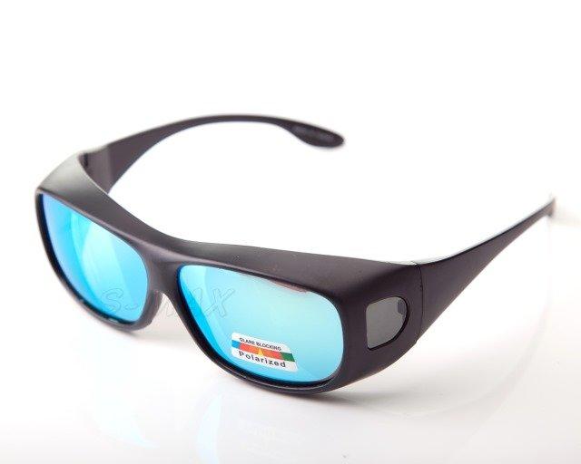 【S-MAX專業代理款】頂級電鍍偏光 可包覆近視眼鏡於內！Polarized寶麗來偏光太陽眼鏡(霧黑框搭配金綠多層膜電鍍