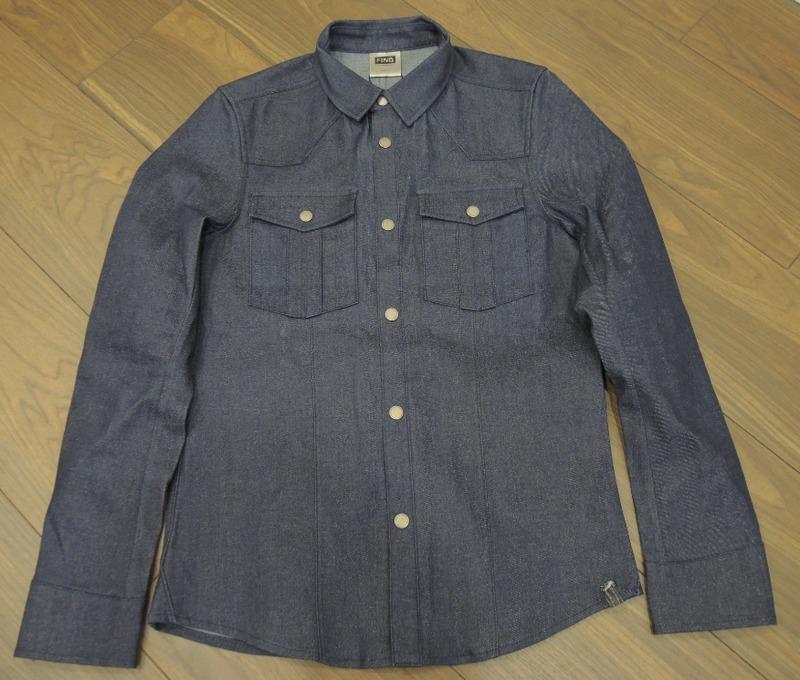【全新】台灣 Find Western Shirt L號=(美版S號) 藍色素色厚磅西部單寧襯衫
