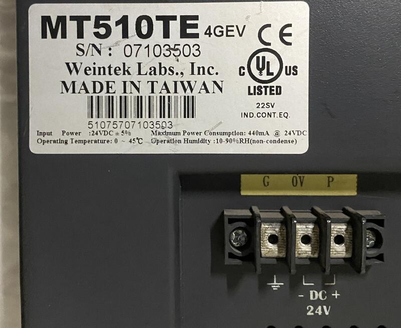 二手財順機械SBL-1050EH台灣制威綸10寸觸控屏幕MT510TE(拆機品上電有反應觸控可以點當銷帳零件品