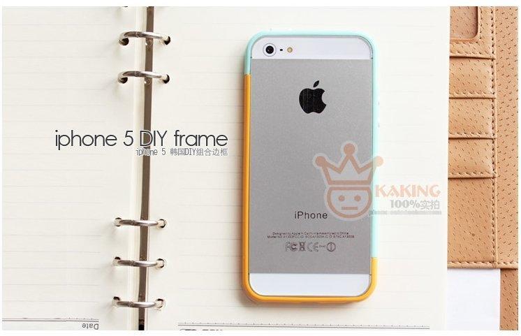 ★S&C★蘋果iphone 5韓國DIY上下組合拼接邊框保護套鋼琴漆手機殼外殼