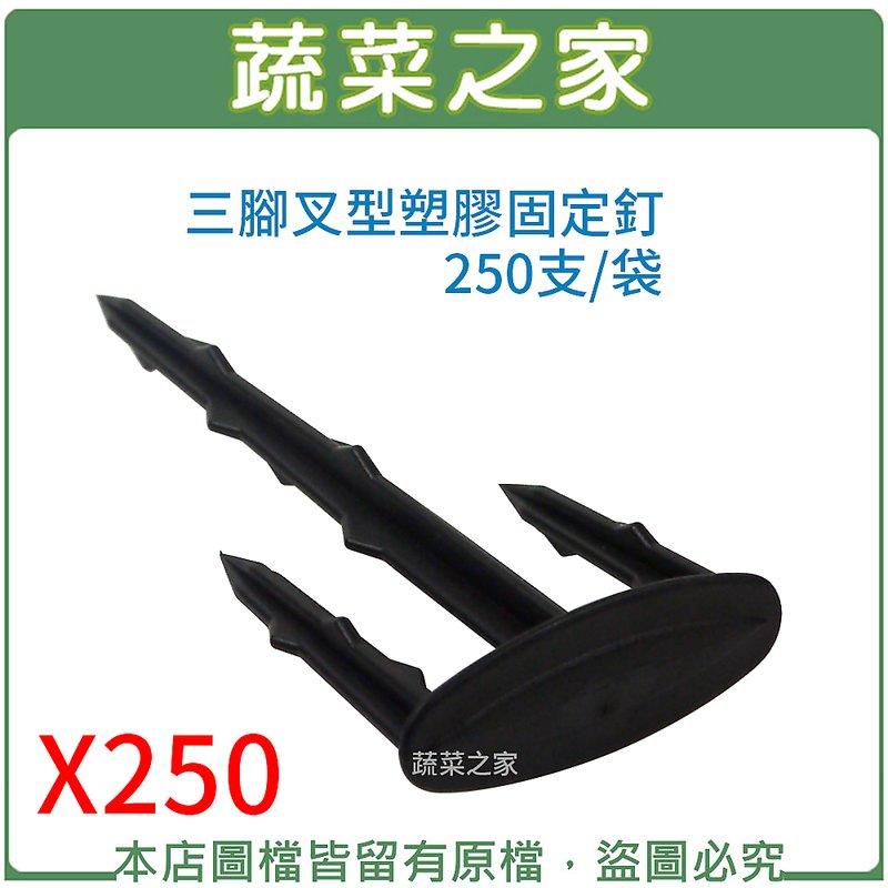 【蔬菜之家滿額免運】三腳叉型塑膠固定釘 250支/袋(台灣製塑膠釘、地釘)可固定雜草抑制蓆