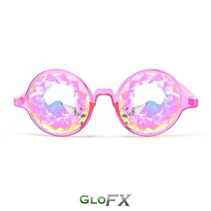 粉紅透明玻璃 GloFX Transparent Pink Kaleidoscope Glasses – Rainbow