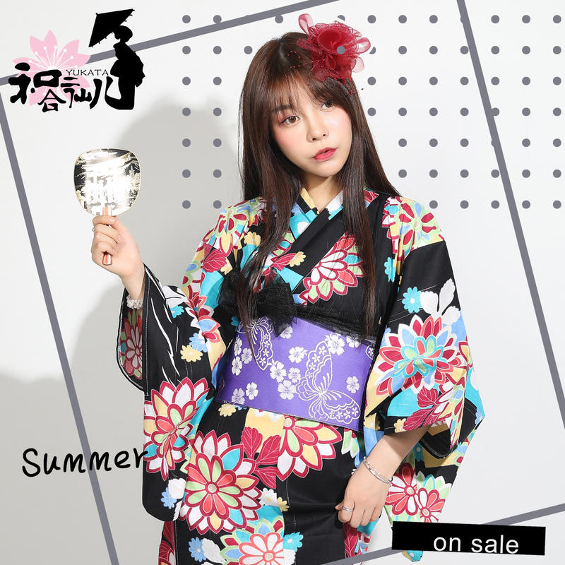 日本正裝和服櫻花季夏日祭花火大會浴衣限時四件套