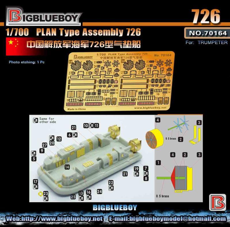 bigblueboy 70164 1/700 現代中國海軍726型氣墊船改造件2套(配小號手)