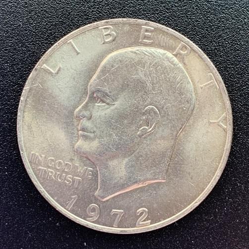 (美國錢幣) 絕版1972年發行 無鑄記  美國錢幣 美金1元 Coin 直徑3.7公分