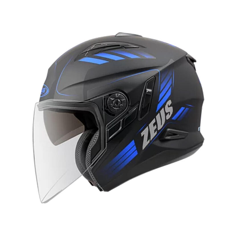 [安信騎士] ZEUS 瑞獅 ZS-613B 613B 彩繪 AJ10 消光黑藍 半罩 安全帽 雙鏡片