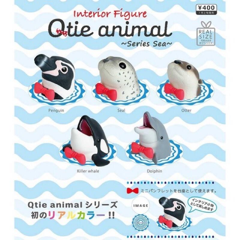 【全新】《Qualia QTIE 可愛領結動物 海洋篇 扭蛋 單售 海豚 企鵝》轉蛋 胸像 頭像
