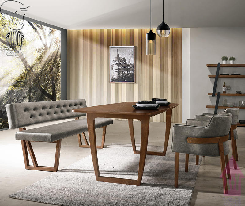【X+Y時尚精品傢俱】現代餐桌椅系列-波爾頓 5.3尺餐桌.不含餐椅.橡膠木實木腳架.摩登家具