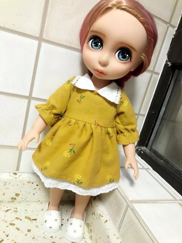 【不包括娃娃】2018新款迪斯尼16寸40CM 沙龍娃娃衣服裙子 姜黃色