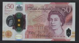 【低價外鈔】英國2021年50POUNDS 英鎊 紙鈔一枚，...