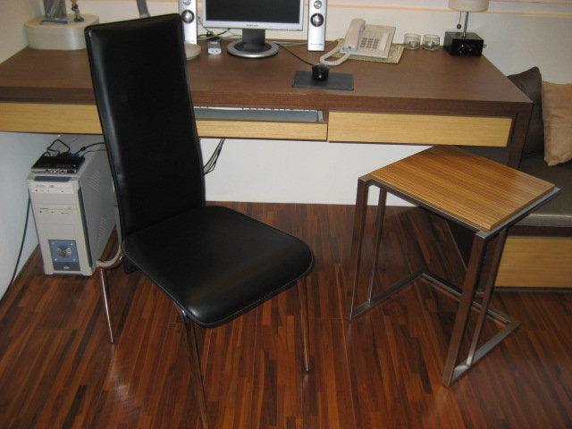 (現代風格人體工學)黑色皮革書桌椅/餐椅