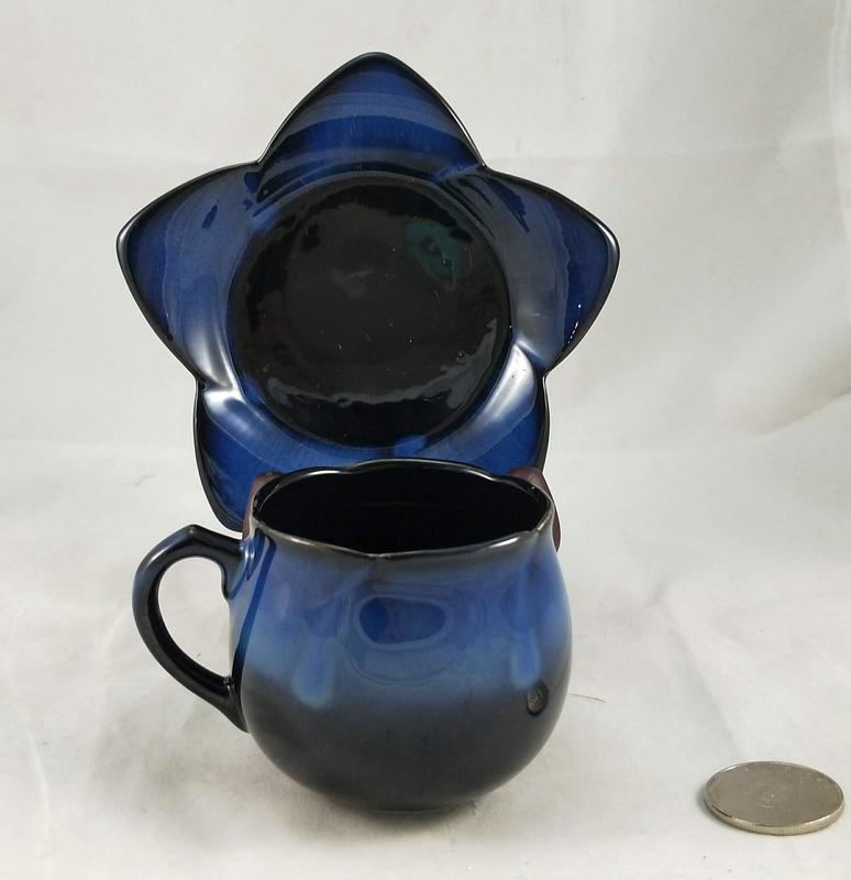 變化釉 鬱金香-黑藍 咖啡杯 杯盤組 變色釉 花茶杯 杯子 馬克杯 茶杯 盤子 台灣製 陶瓷 可用 微波爐 電鍋