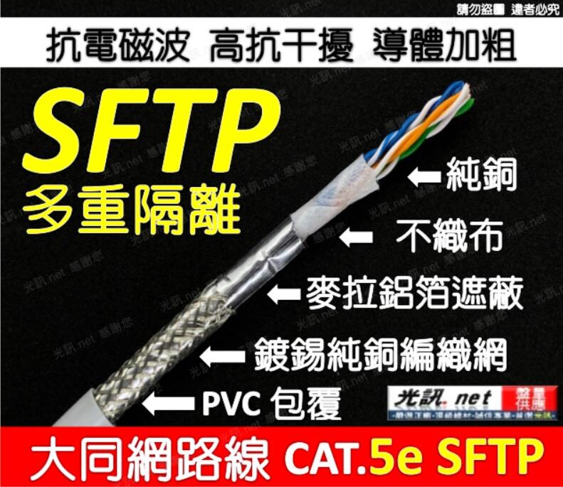 [ 光訊 專業 ] 大同 網路線 CAT.5e SSTP SFTP 50米 銅網 鋁箔雙遮蔽  網路線 抗電磁波