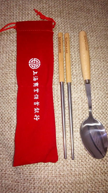 雙人 不鏽鋼 木柄餐具組 (筷子+湯匙+收納袋 x2組) 上海銀 環保餐具組 不鏽鋼餐具組