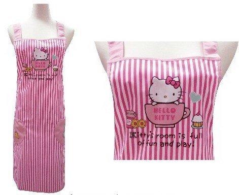 【正版】Hello Kitty下午茶條紋 圍裙