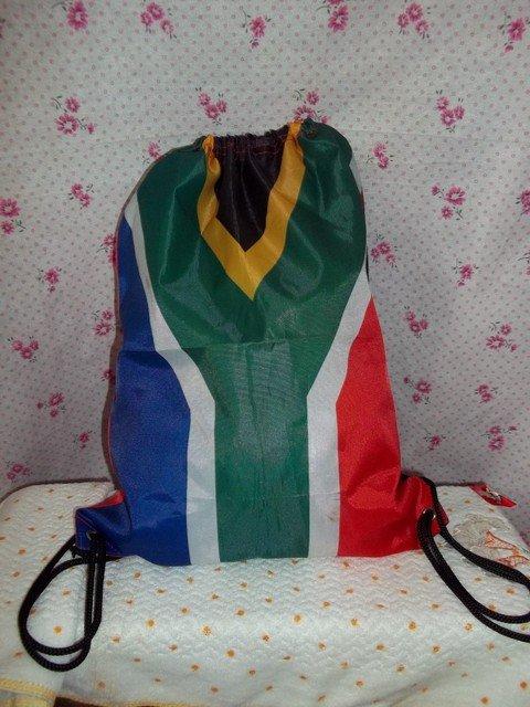 南非國旗圖案。輕薄 束口後背包。慢跑 FIFA 世足球賽
