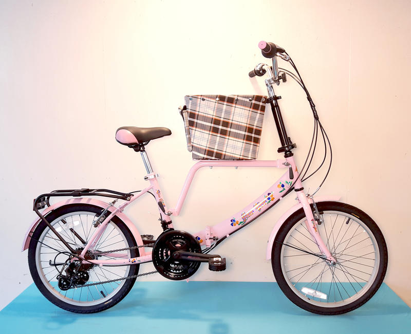 JY (豪華版) 台製 20吋 21速 SHIMANO 摺疊 (小籃) 寵物車 寵物腳踏車 寵物自行車 (粉色) 寵物籃